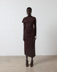 GALLARDO MIDI DRESS IN CHOCOLATE SPANDEX JERSEY