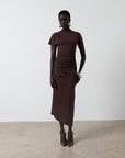 GALLARDO MIDI DRESS IN CHOCOLATE SPANDEX JERSEY - De La Vali