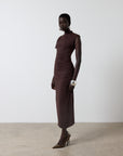 GALLARDO MIDI DRESS IN CHOCOLATE SPANDEX JERSEY