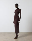 GALLARDO MIDI DRESS IN CHOCOLATE SPANDEX JERSEY - De La Vali