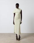 GALLARDO MIDI DRESS IN BUTTERCREAM SPANDEX JERSEY - De La Vali