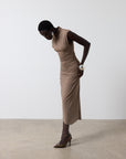 GALLARDO MIDI DRESS IN TAUPE SPANDEX JERSEY