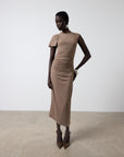 GALLARDO MIDI DRESS IN TAUPE SPANDEX JERSEY