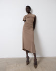 GALLARDO MIDI DRESS IN TAUPE SPANDEX JERSEY - De La Vali