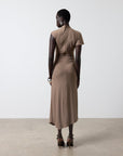 GALLARDO MIDI DRESS IN TAUPE SPANDEX JERSEY - De La Vali