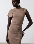 GALLARDO MIDI DRESS IN TAUPE SPANDEX JERSEY