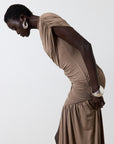 RAVENNA MINI DRESS IN TAUPE SPANDEX JERSEY TAUPE