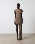 RAVENNA MINI DRESS IN TAUPE SPANDEX JERSEY TAUPE
