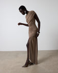 RAVENNA MINI DRESS IN TAUPE SPANDEX JERSEY TAUPE