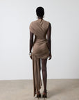 RAVENNA MINI DRESS IN TAUPE SPANDEX JERSEY TAUPE - De La Vali