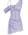 BRULEE MINI DRESS IN LAVENDER SILK SATIN
