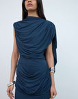 ELARA MAXI DRESS IN MIDNIGHT SPANDEX JERSEY - De La Vali