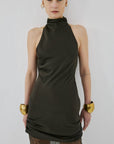 ELDRA MAXI DRESS IN CHOCOLATE BROWN SATIN