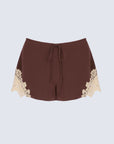 ELIA SHORTS IN BROWN CREPE DE CHINE - De La Vali