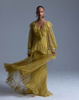 ESEN MAXI DRESS IN YELLOW LACE - De La Vali