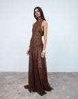 FOEHN MAXI DRESS IN BROWN LACE - De La Vali