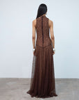 FOEHN MAXI DRESS IN BROWN LACE - De La Vali