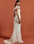 GAIA MAXI DRESS IN IVORY SILK CHIFFON - De La Vali