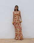 GALERA MAXI DRESS SILK CHIFFON LA ROSA - De La Vali