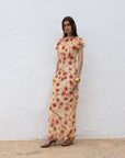 PAREO MAXI DRESS SILK CHIFFON LA ROSA