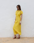 PAREO MAXI DRESS SILK CHIFFON SUN YELLOW - De La Vali