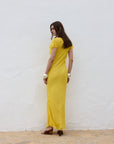 PAREO MAXI DRESS SILK CHIFFON SUN YELLOW - De La Vali