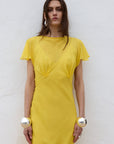 PAREO MAXI DRESS SILK CHIFFON SUN YELLOW - De La Vali