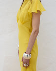 PAREO MAXI DRESS SILK CHIFFON SUN YELLOW - De La Vali