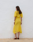 ANITA MIDI DRESS SILK CHIFFON SUN YELLOW - De La Vali