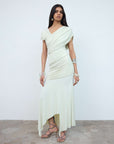 HELA MIDI DRESS IN CREAM SPANDEX JERSEY - De La Vali