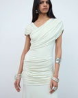 HELA MIDI DRESS IN CREAM SPANDEX JERSEY - De La Vali