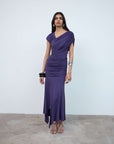 HELA MIDI DRESS IN PURPLE SPANDEX JERSEY - De La Vali