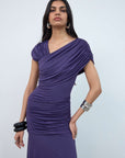 HELA MIDI DRESS IN PURPLE SPANDEX JERSEY - De La Vali