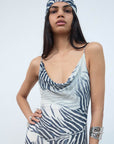 LUNA HEAD SCARF IN ZEBRA PRINT GEORGETTE - De La Vali