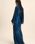 INDOCHINE MAXI DRESS IN BASILISK BLUE CHIFFON - De La Vali