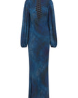 INDOCHINE MAXI DRESS IN BASILISK BLUE CHIFFON