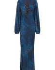 INDOCHINE MAXI DRESS IN BASILISK BLUE CHIFFON - De La Vali