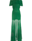 AGUA MAXI DRESS IN DARK GREEN CRINKLE CHIFFON