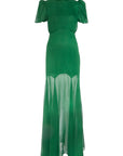 AGUA MAXI DRESS IN DARK GREEN CRINKLE CHIFFON - De La Vali