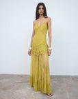KALA MIDI DRESS IN YELLOW LACE - De La Vali