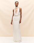 PROFITEROLE MAXI DRESS IN IVORY SILK CHIFFON