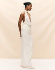 PROFITEROLE MAXI DRESS IN IVORY SILK CHIFFON
