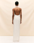 PROFITEROLE MAXI DRESS IN IVORY SILK CHIFFON