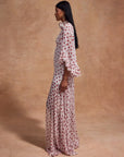 KATJA MAXI DRESS IN IVORY RED POLKADOT SILK CHIFFON