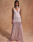 KATJA MAXI DRESS IN IVORY RED POLKADOT SILK CHIFFON