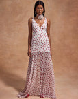 KATJA MAXI DRESS IN IVORY RED POLKADOT SILK CHIFFON