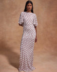 PALOMA MAXI DRESS IN IVORY RED POLKADOT CREPE DE CHINE
