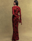 BISCOTTI SILK CHIFFON LONG DRESS IN SCARLET MAGNOLIA PRINT