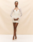 MAME MINI DRESS IN IVORY SILK CHIFFON
