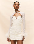 MAME MINI DRESS IN IVORY SILK CHIFFON